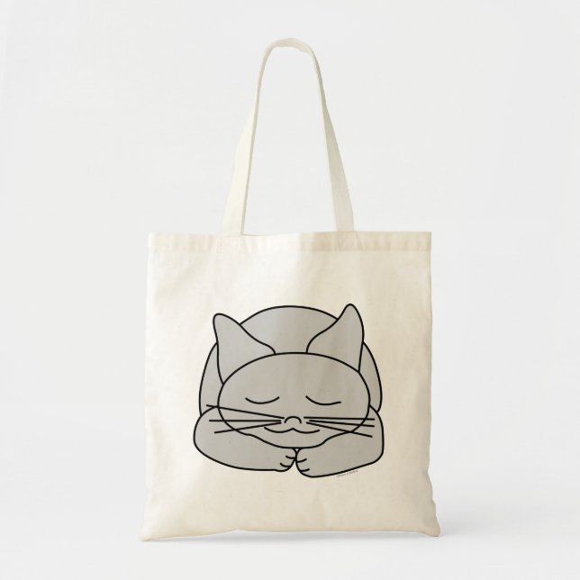 Tote Bag Chat gris dormant (Devant)