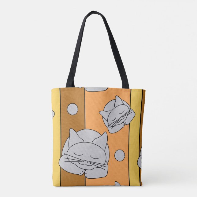 Tote Bag Chat gris dormant (Dos)