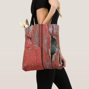 Tote Bag Chat Gris En Trou De Grange