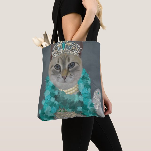 Tote Bag Chat gris | Orné De Portrait De Cloches (De près)