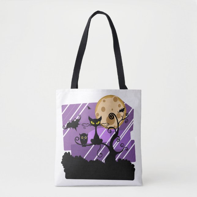 Tote Bag Chat, hibou et chauve-souris (Devant)