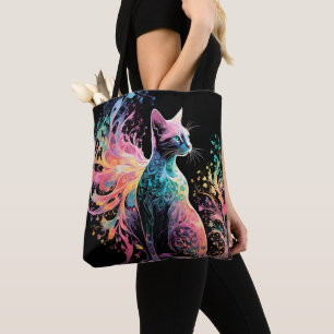 Tote Bag Chat Holographique Spectral : Un Prisme d'Élégance