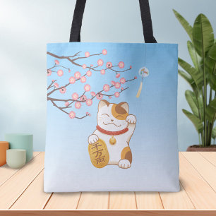 Tote Bag Chat japonais chanceux, ManekiNeko
