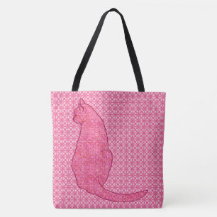 Tote Bag Chat japonais - Fuchsia Pink Batik