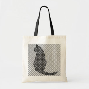 Tote Bag Chat japonais - Kimono noir et blanc