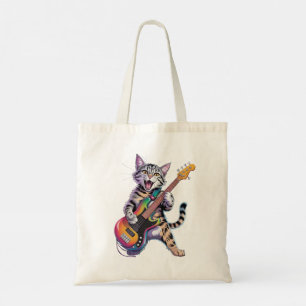 Tote Bag Chat jouant de la guitare Rock And Roll