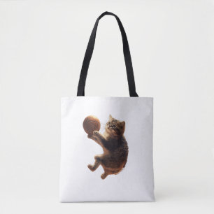 Tote Bag Chat Jouer Basketball Drôle Chats Maman Meow Kitty