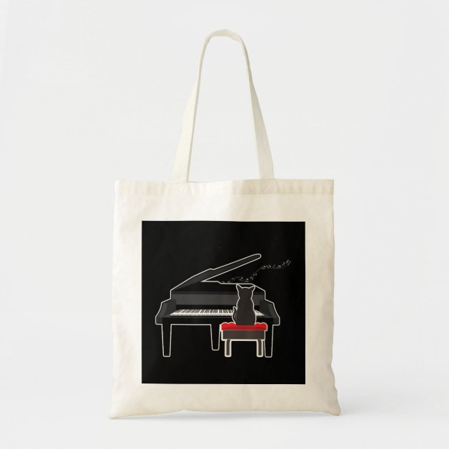 Tote Bag Chat Jouer Piano Musique Amant Drôle T (Devant)