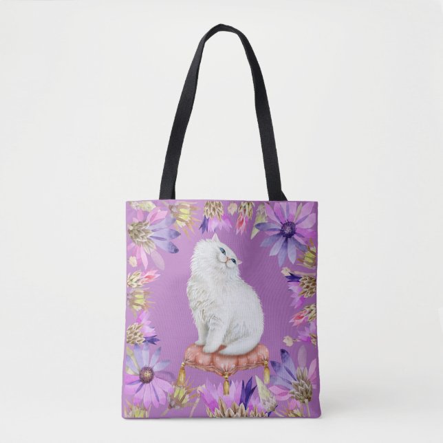 Tote Bag Chat Kitty Blanc (Devant)