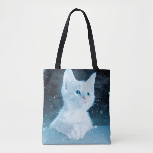 Tote Bag Chat kitty neige art animal nature (Devant)