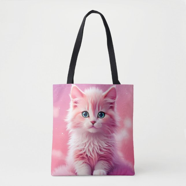 Tote Bag Chat Kitty Rose Fluffy Cute Dreamy (Devant)