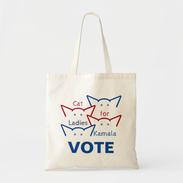 Tote Bag Chat Ladies pour Kamala Harris Votez pour Oreilles (Devant)