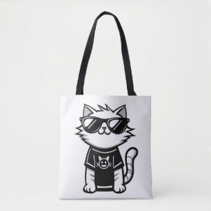 Tote Bag Chat le plus frais du monde avec lunettes de solei