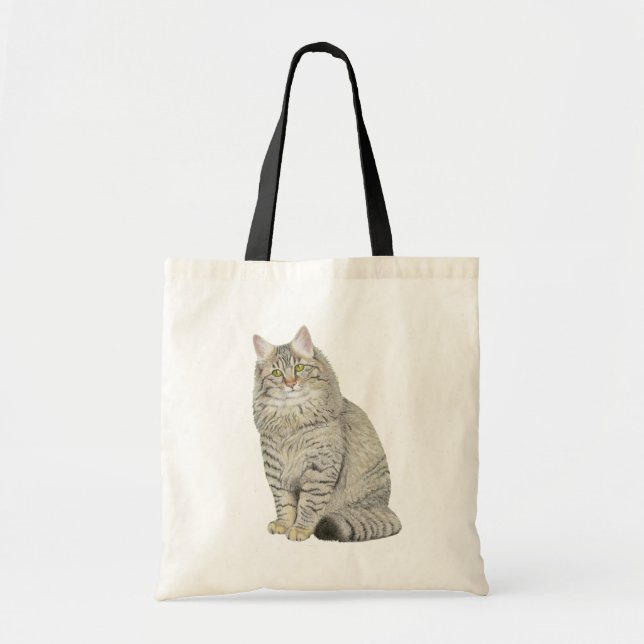 Tote Bag Chat Longhair Tabby (Devant)