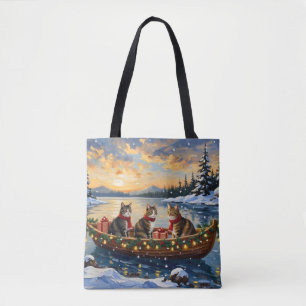 Tote Bag Chat Maine Coon Noël Bateau Fêtes