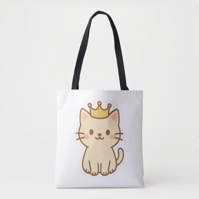 Tote Bag Chat majestueux avec couronne (Devant)