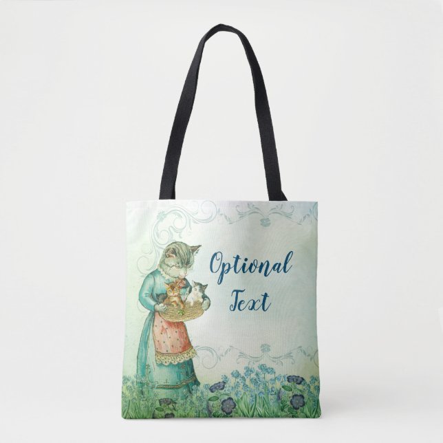 Tote Bag Chat maman vintage avec chatons (Devant)
