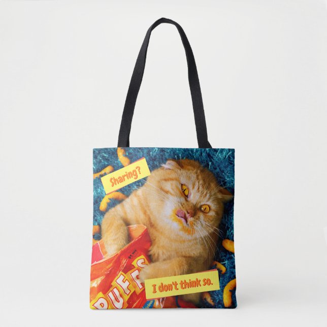 Tote Bag Chat mangeant des boulettes de fromage (Devant)