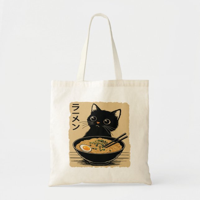 Tote Bag Chat mangeant des ramen  (Devant)