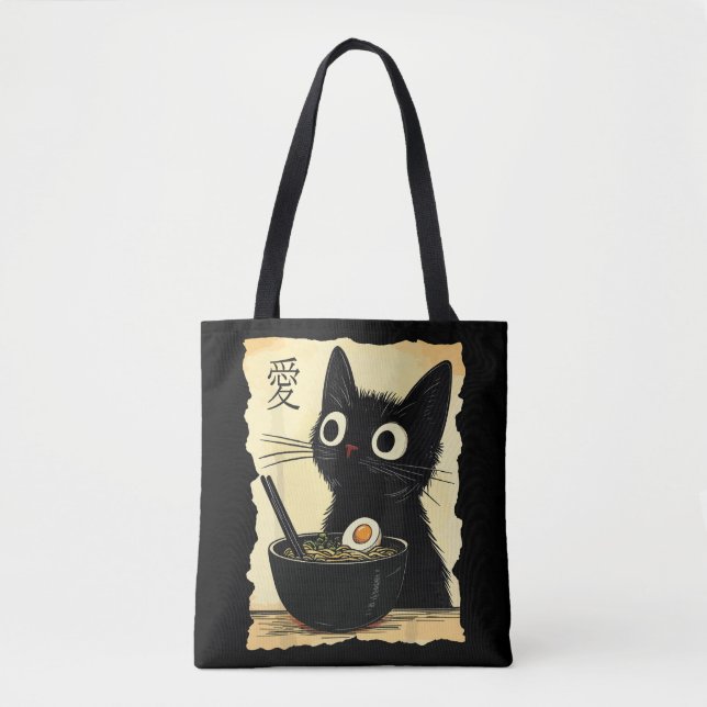 Tote Bag Chat mangeant des ramen  (Devant)