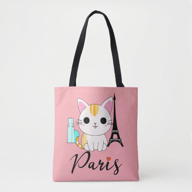 Tote Bag Chat mignon à Paris (Devant)