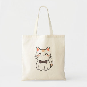Tote Bag Chat Mignon avec Nœud Papillon Design Kawaii
