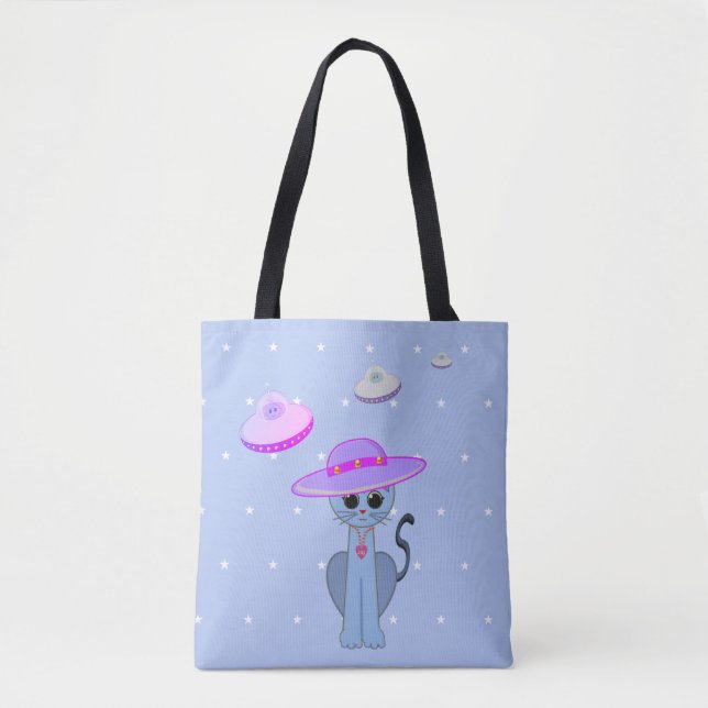 Tote Bag Chat mignon dans un chapeau (Devant)