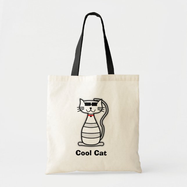 Tote Bag Chat mignon de bande dessinée de chat frais avec (Devant)