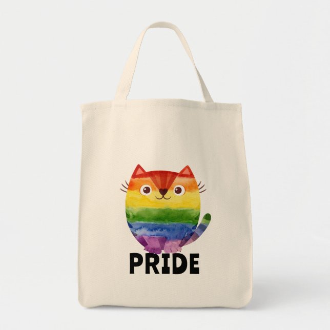 Tote Bag Chat mignon de fierté aquarelle  (Devant)