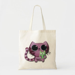 Tote Bag Chat mignon de Kitty avec le petit monstre vert
