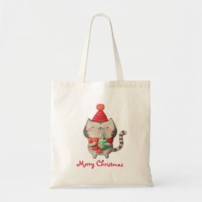 Tote Bag Chat mignon de Noël (Devant)