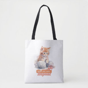 Tote Bag Chat mignon "Dormir, Manger, Jouer, Répéter"