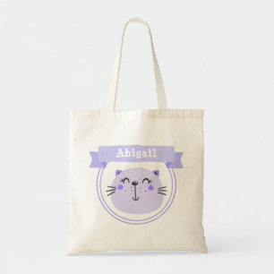 Tote Bag Chat mignon pourpre Enfants / Filles personnalis