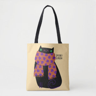 Tote Bag Chat noir automne saison Halloween Éffrayant migno