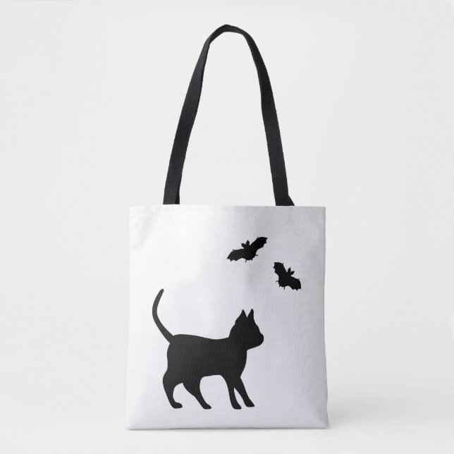 Tote Bag Chat noir avec chauve-souris (Devant)