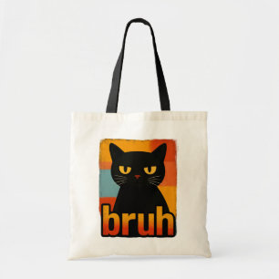 Tote Bag Chat noir bruh drôle rétro vintage mème