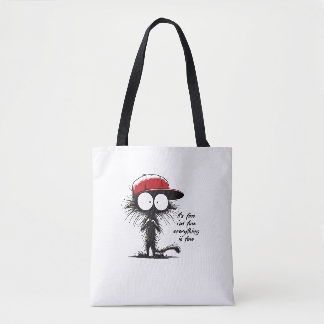 Tote Bag Chat noir C'est bon Je vais bien Tout va bien Fu (Devant)
