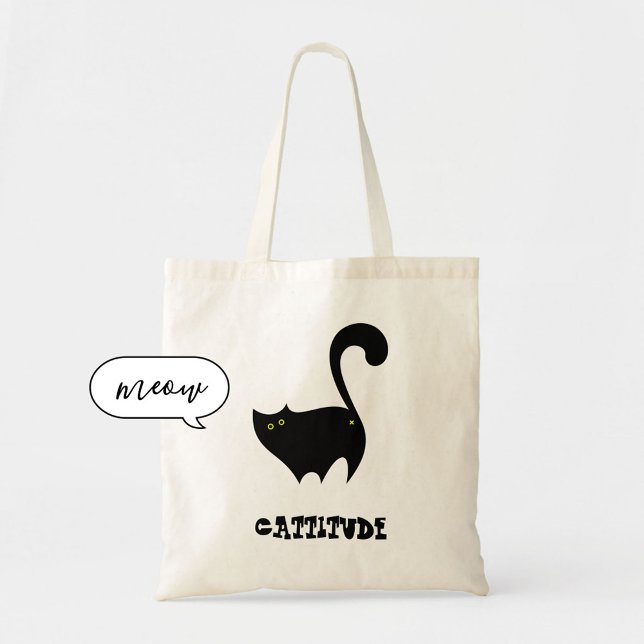 Tote Bag Chat noir Cheeky avec Cattitude Funny (Créateur téléchargé)