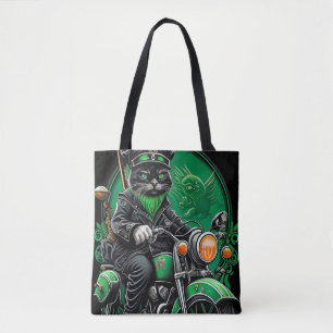 Tote Bag Chat noir conduite vélo St. Patrick's Day