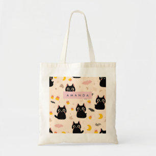 Tote Bag Chat Noir Cute Halloween Chocs Personnalisé