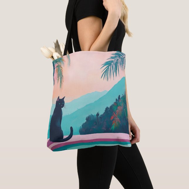 Tote Bag Chat noir drôle avec belle nature (De près)