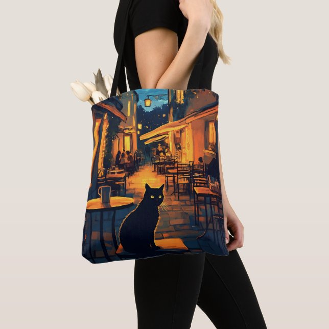 Tote Bag Chat noir drôle dans le restaurant (De près)