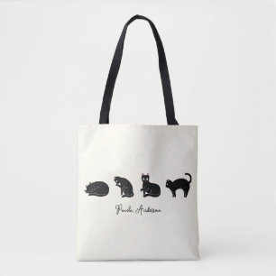 Tote Bag Chat noir drôle mignon personnalisable