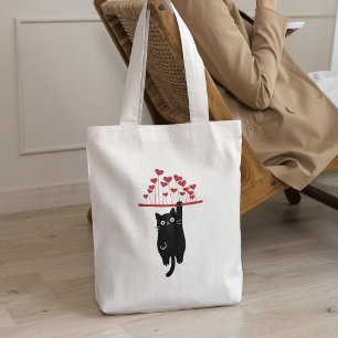 Tote Bag Chat Noir Drôle qui se Pendre la Saint-Valentin