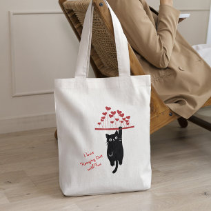 Tote Bag Chat Noir Drôle qui se Pendre la Saint-Valentin