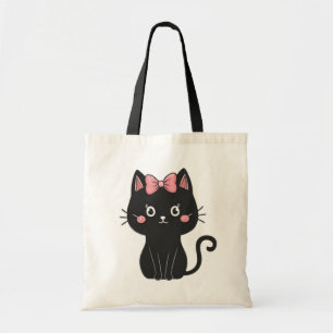 Tote Bag Chat Noir Éffrayant Et Halloween Rose