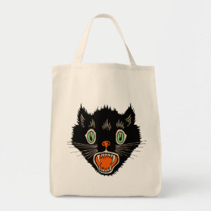 Tote Bag Chat noir effrayé d'Halloween Vintage