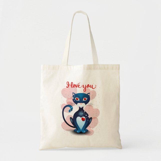 Tote Bag Chat noir en amour (Devant)