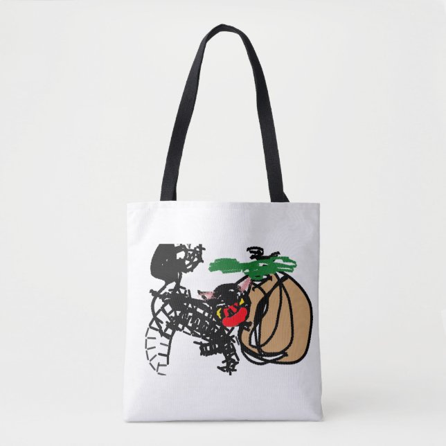 Tote Bag Chat noir et citrouille d'amour  (Devant)