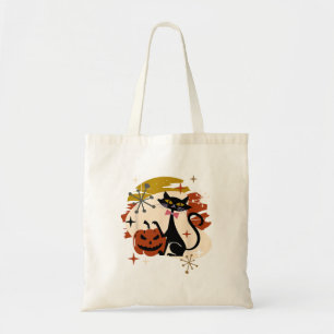 Tote Bag Chat noir et Citrouille rétro atomique Halloween T